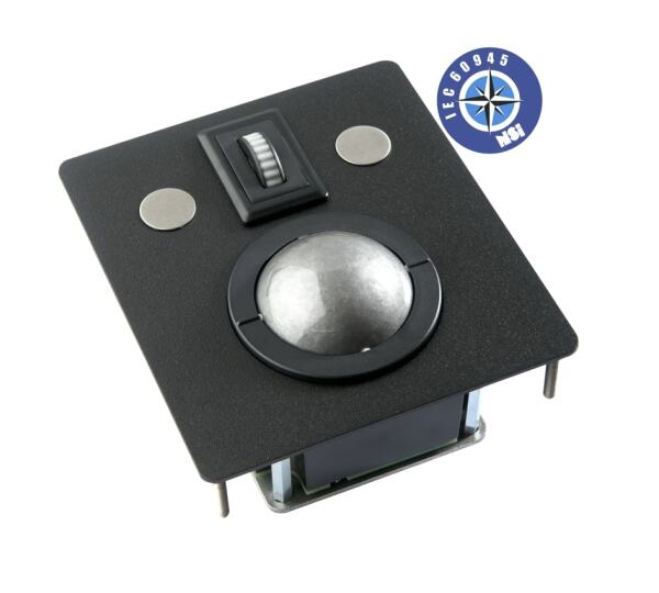 IEC60945 trackball with scroll wheel